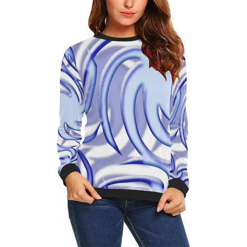 3-D Blue Ball All Over Print Crewneck Sweatshirt for Women (Model H18)