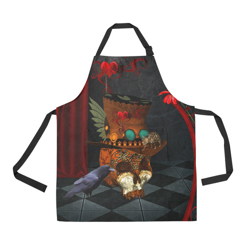 Steampunk skull with rat and hat All Over Print Apron