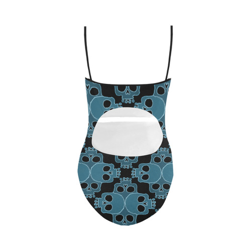 Skull Jigsaw Blue Strap Swimsuit ( Model S05)