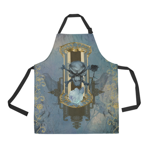 The blue skull with crow All Over Print Apron