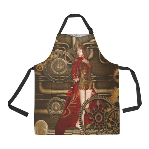 Steampunk, awesome steam lady All Over Print Apron