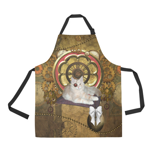 Steampunk, awseome cat clacks and gears All Over Print Apron