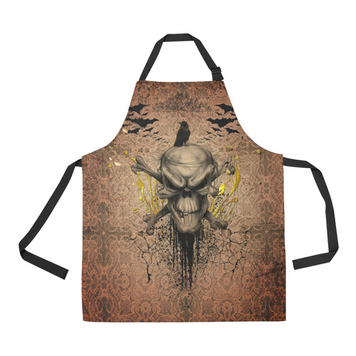 The scary skull with crow All Over Print Apron