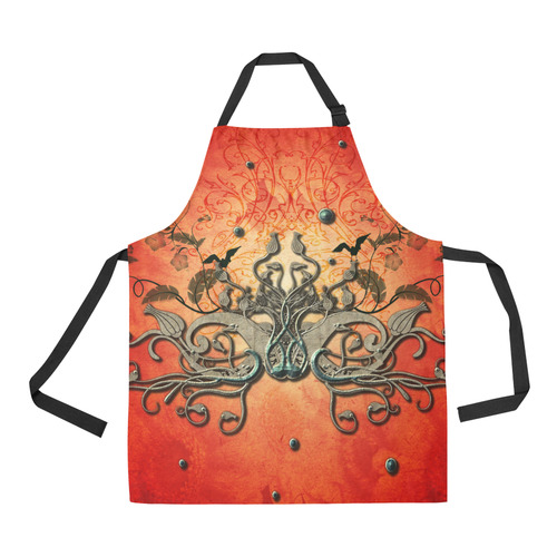Floral design on red background All Over Print Apron