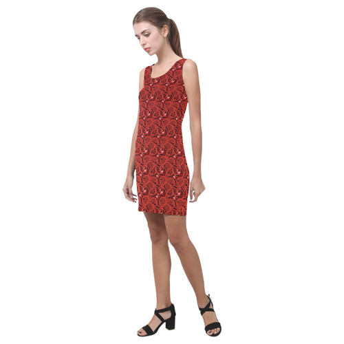 Cherry Tomato Red Hearts Medea Vest Dress (Model D06)