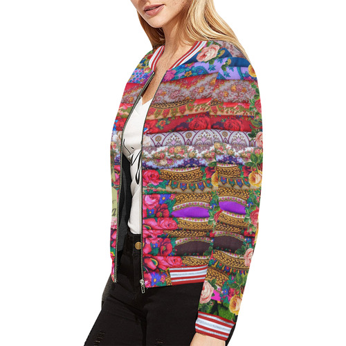 Flower Child All Over Print Bomber Jacket for Women (Model H21)