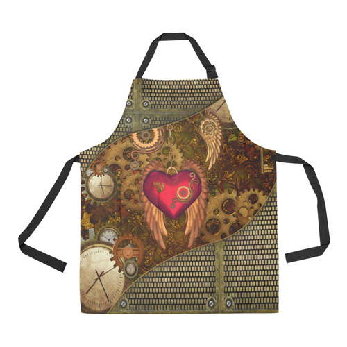 Steampunk, heart with wings All Over Print Apron