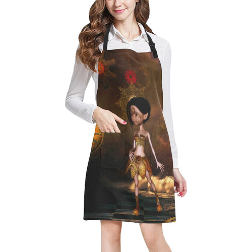 Sweet steampunk girl on the beach All Over Print Apron