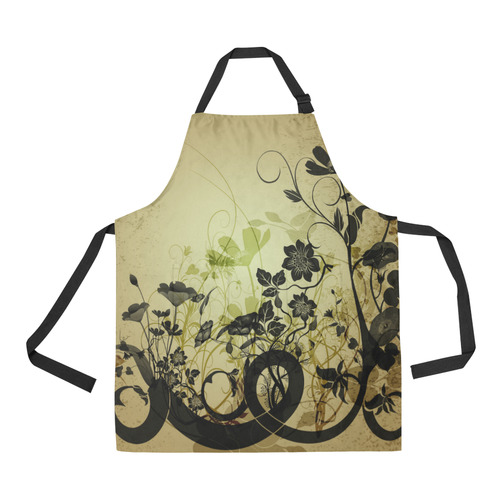Black flowers All Over Print Apron
