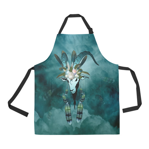 The billy goat with feathers and flowers All Over Print Apron