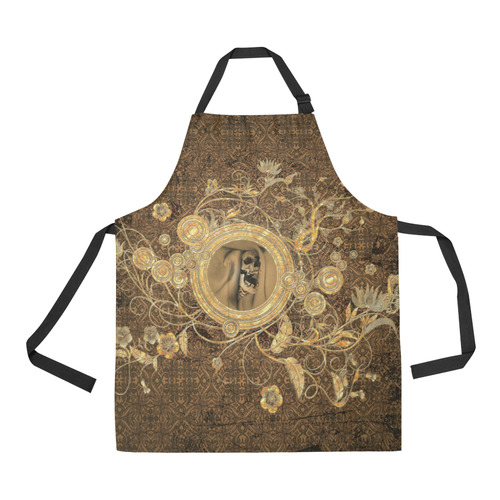 Awesome skull on a button All Over Print Apron