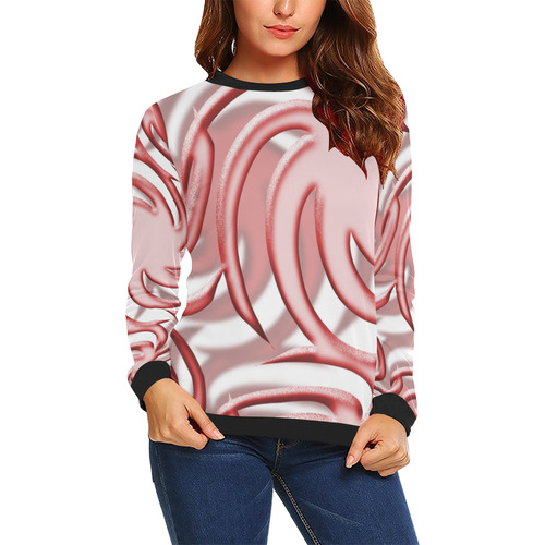 3-D Red Ball All Over Print Crewneck Sweatshirt for Women (Model H18)