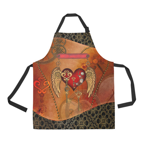 Steampunk, wonderful heart with wings All Over Print Apron