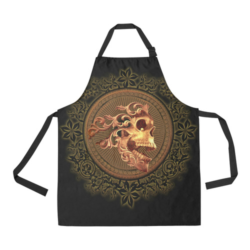 Amazing skull with floral elements All Over Print Apron
