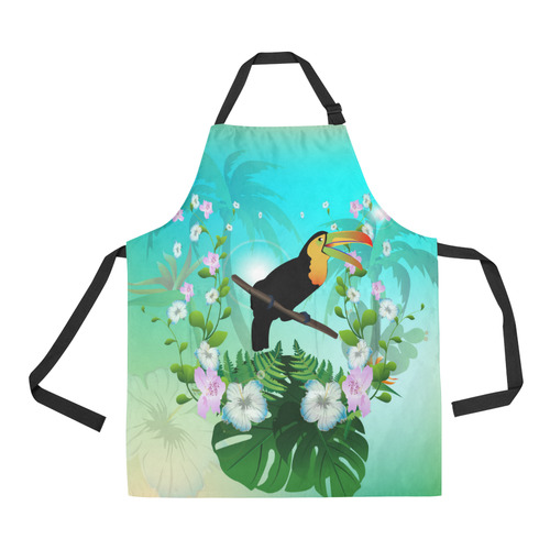 Cute toucan with flowers All Over Print Apron