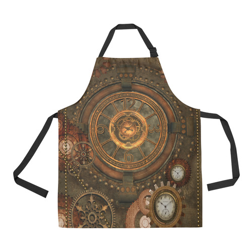 Steampunk, wonderful vintage clocks and gears All Over Print Apron