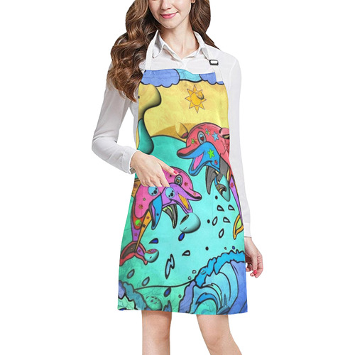 Dolphin Popart by Nico Bielow All Over Print Apron
