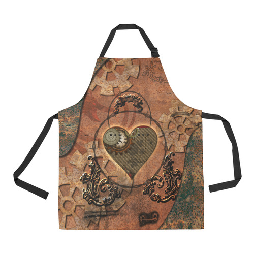 Steampunk wonderful heart, clocks and gears All Over Print Apron