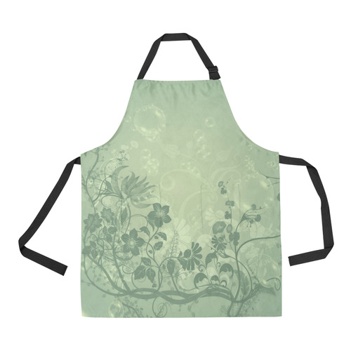 Green soft flowers All Over Print Apron