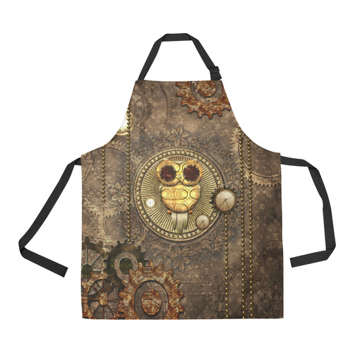 Steampunk, wonderful owl,clocks and gears All Over Print Apron