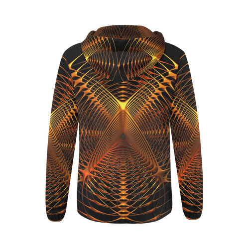 Golden Web All Over Print Full Zip Hoodie for Women (Model H14)