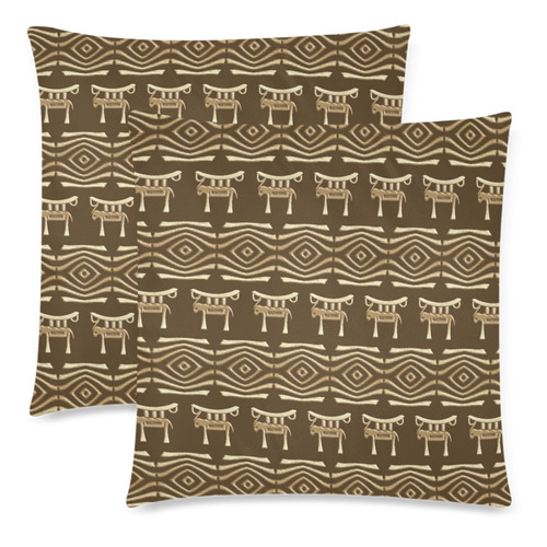 ethnic african tribal pattern Custom Zippered Pillow Cases 18"x 18" (Twin Sides) (Set of 2)