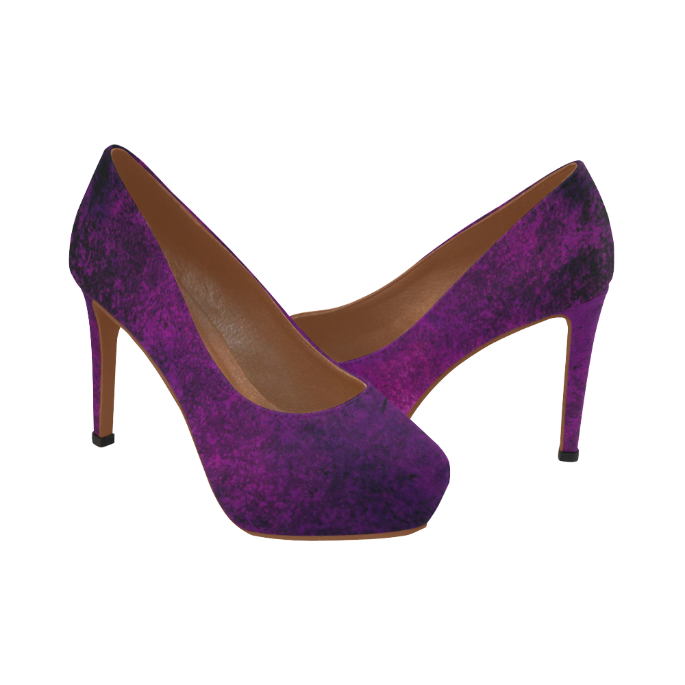 purple velvet high heels