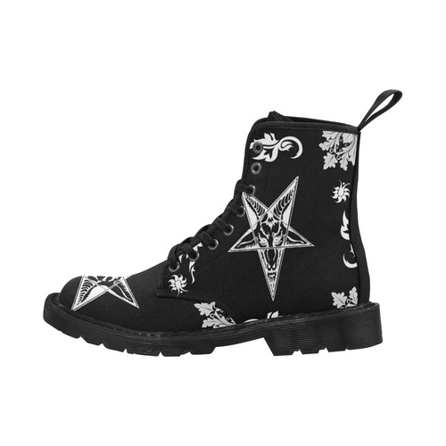 Baphomets Star Damask Pattern Art Martin Boots for Women (Black) (Model 1203H)