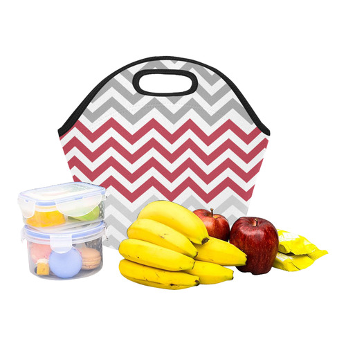 Red and Grey Chevrons Neoprene Lunch Bag/Small (Model 1669)