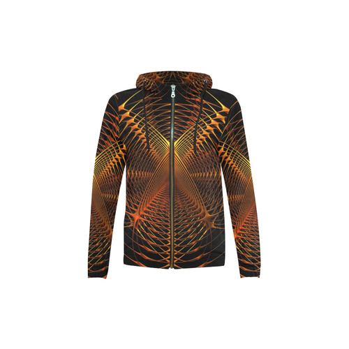 Golden Web All Over Print Full Zip Hoodie for Kid (Model H14)