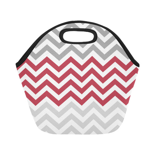 Red and Grey Chevrons Neoprene Lunch Bag/Small (Model 1669)