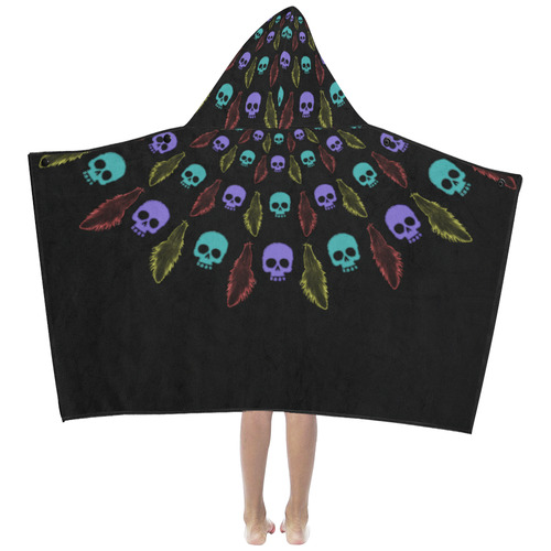 Skulls and Feathers Kids' Hooded Bath Towels