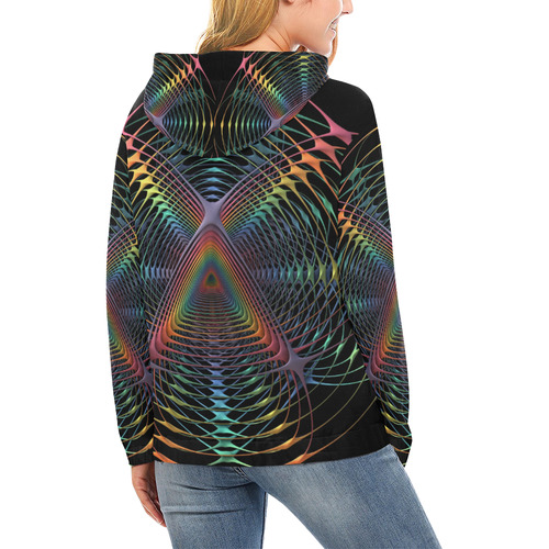 Webbed All Over Print Hoodie for Women (USA Size) (Model H13)