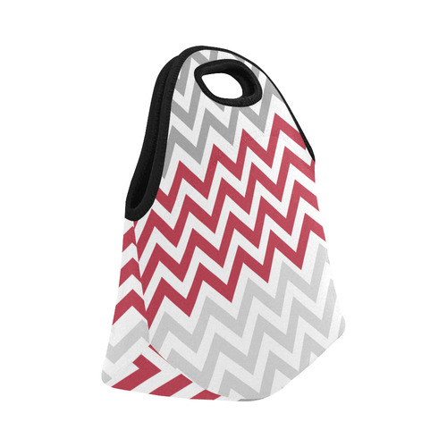Red and Grey Chevrons Neoprene Lunch Bag/Small (Model 1669)