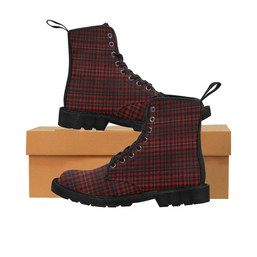 Red Plaid Goth Punk Print Martin Boots for Women (Black) (Model 1203H)