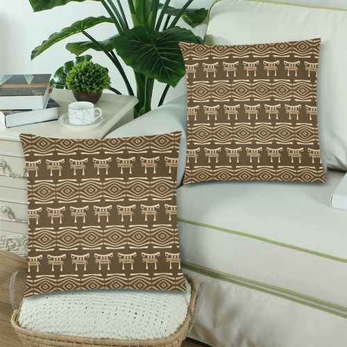 ethnic african tribal pattern Custom Zippered Pillow Cases 18"x 18" (Twin Sides) (Set of 2)