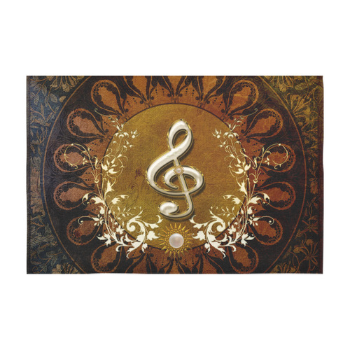 Music, decorative clef with floral elements Cotton Linen Tablecloth 60" x 90"