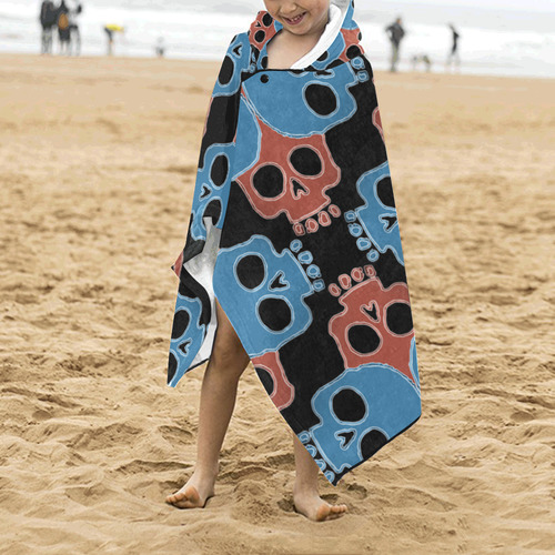 Skull Jigsaw RB Kids' Hooded Bath Towels