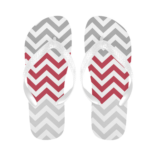 Red & Grey Chevrons Flip Flops for Men/Women (Model 040)