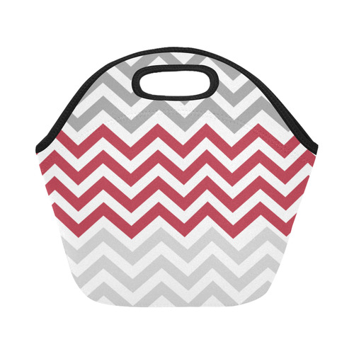 Red and Grey Chevrons Neoprene Lunch Bag/Small (Model 1669)