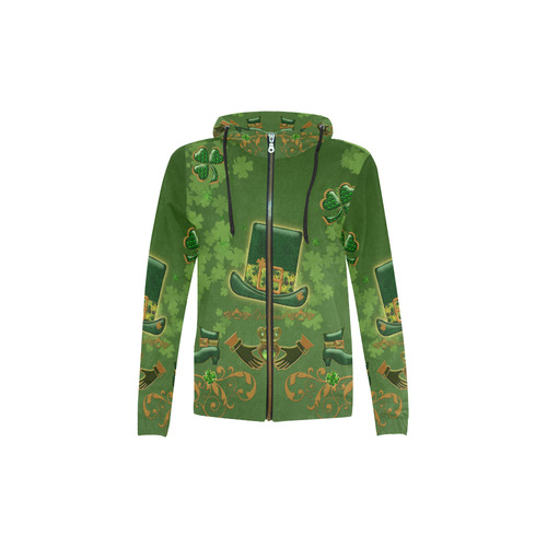 Happy st. patrick's day with hat All Over Print Full Zip Hoodie for Kid (Model H14)