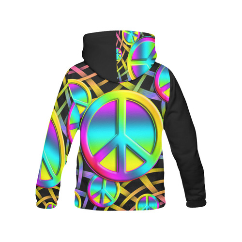 CRAZY Neon Colorful PEACE pattern All Over Print Hoodie for Men/Large Size (USA Size) (Model H13)