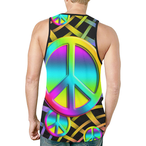 Neon Colorful PEACE pattern New All Over Print Tank Top for Men (Model T46)