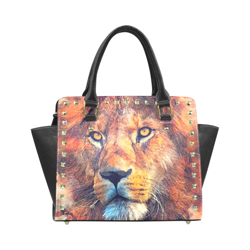 lion art #lion #animals #cat Rivet Shoulder Handbag (Model 1645)