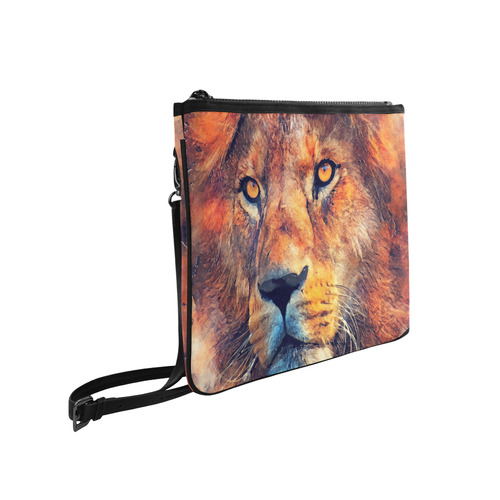 lion art #lion #animals #cat Slim Clutch Bag (Model 1668)