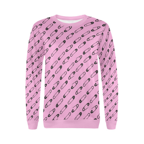 SAFETY PIN PATTERN PNK All Over Print Crewneck Sweatshirt for Women (Model H18)
