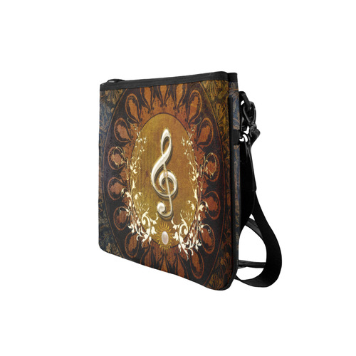 Music, decorative clef with floral elements Slim Clutch Bag (Model 1668)