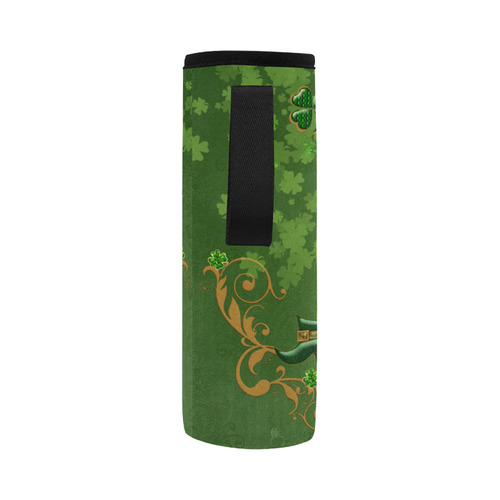 Happy st. patrick's day with hat Neoprene Water Bottle Pouch/Large
