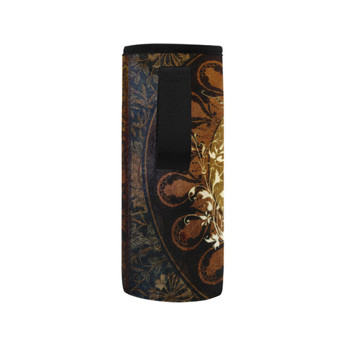 Music, decorative clef with floral elements Neoprene Water Bottle Pouch/Medium