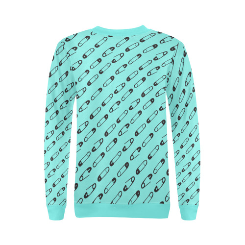 SAFETY PIN PATTERN AQ All Over Print Crewneck Sweatshirt for Women (Model H18)